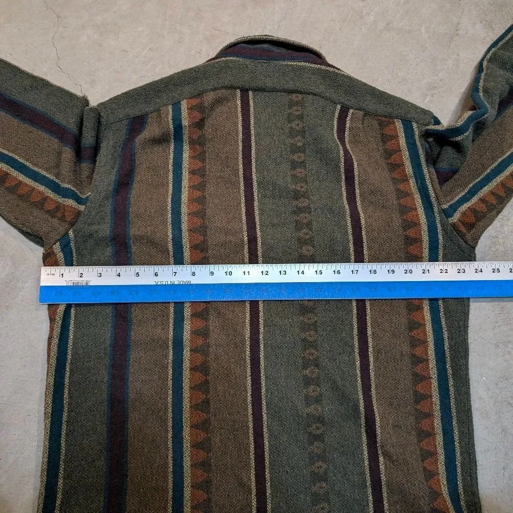 VTG Polo Ralph Lauren Logging Wool Fleece Striped Green Flaws Mens M